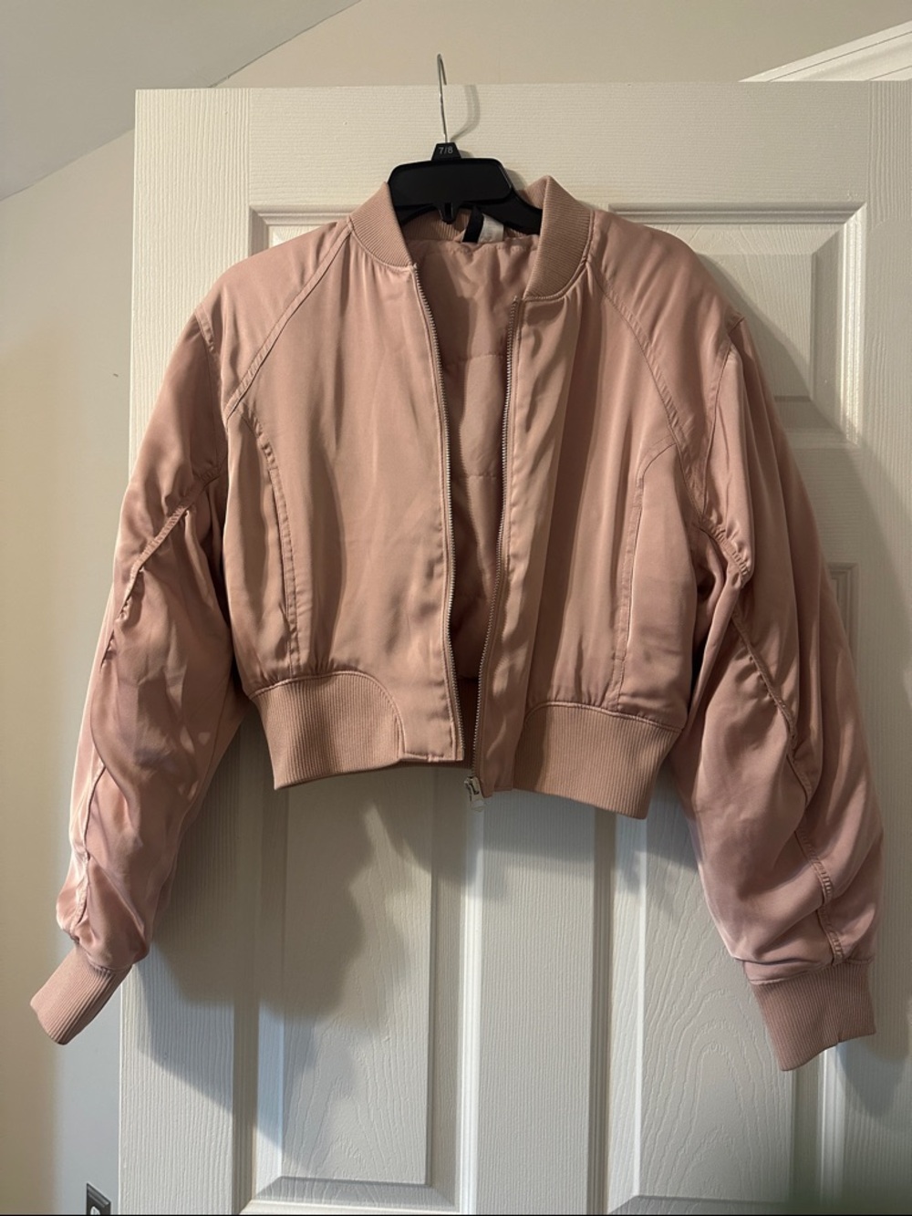 Divided Blush Pink Cropped Bomber Jacket